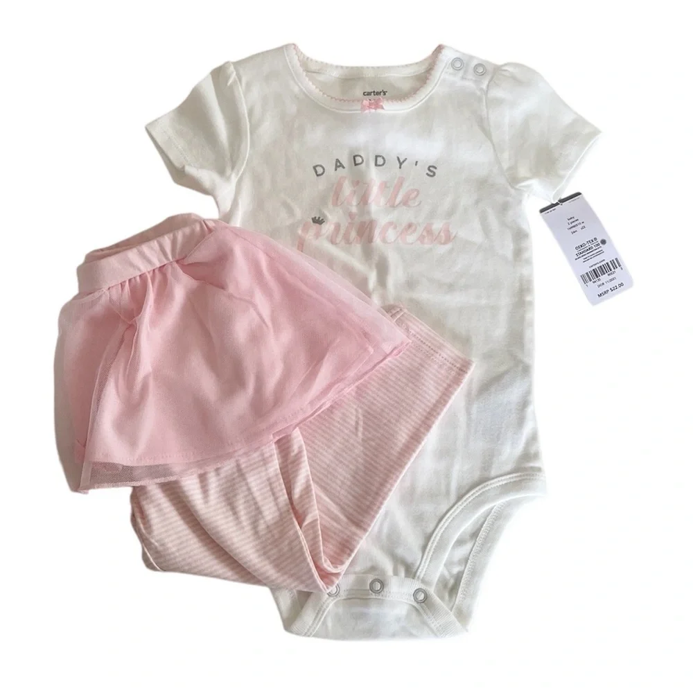 Carter’s 2-Piece Baby Girl “Daddy’s Little Princess” One-Piece & Tutu Pants 24M